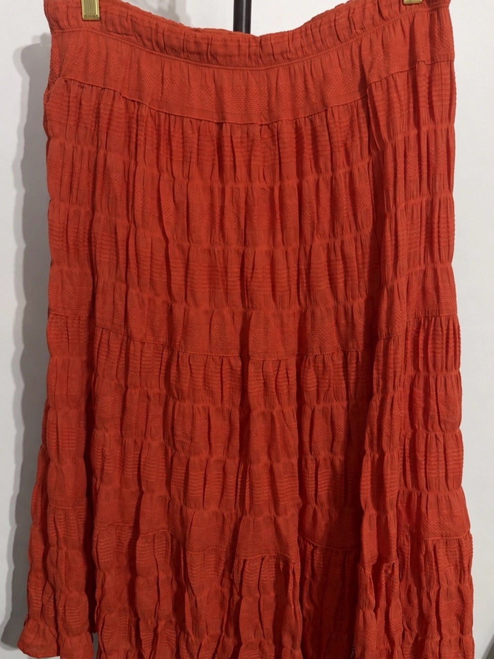 Max Studio Textured Tiered Maxi Skirt in Burnt Orange